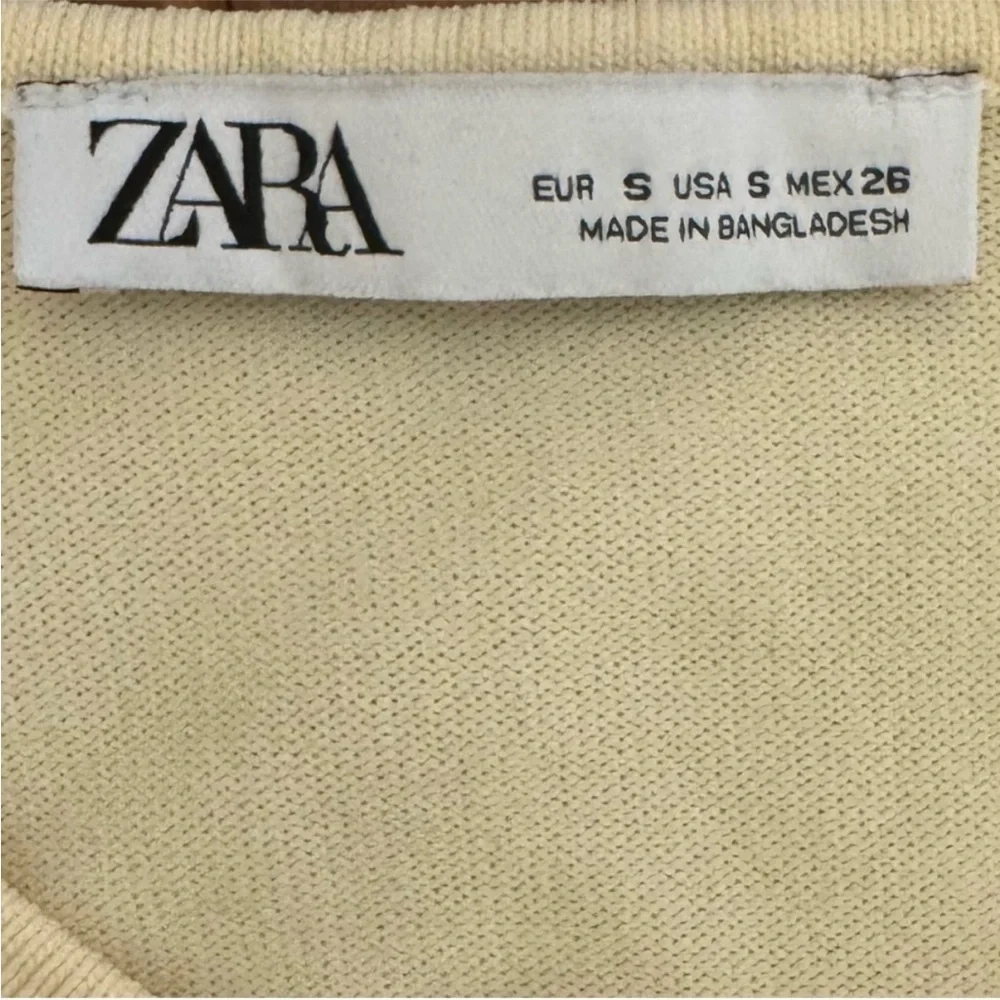 Zara Long-Sleeve Draped Knit Bodycon Minimalist Midi Dress, Beige Cream, Size‎ S - Picture 11 of 12
